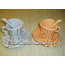 Haonai heart coffee couple cups with spoon and saucer